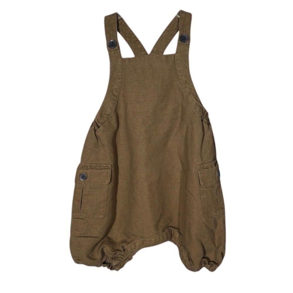 Banana Republic Baby Cargo Romper 18-24 Months Brown Canvas Utility Overalls